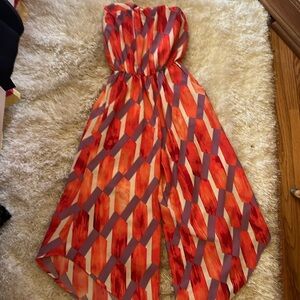 Tyche szS strapless ankle length palazzo romper tangerine lavender